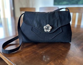 Handmade Canvas Purse: 1940s Vintage Style Quilted Bag
