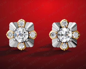 Moissanite Flower Earrings – Gold & Sterling Silver Studs
