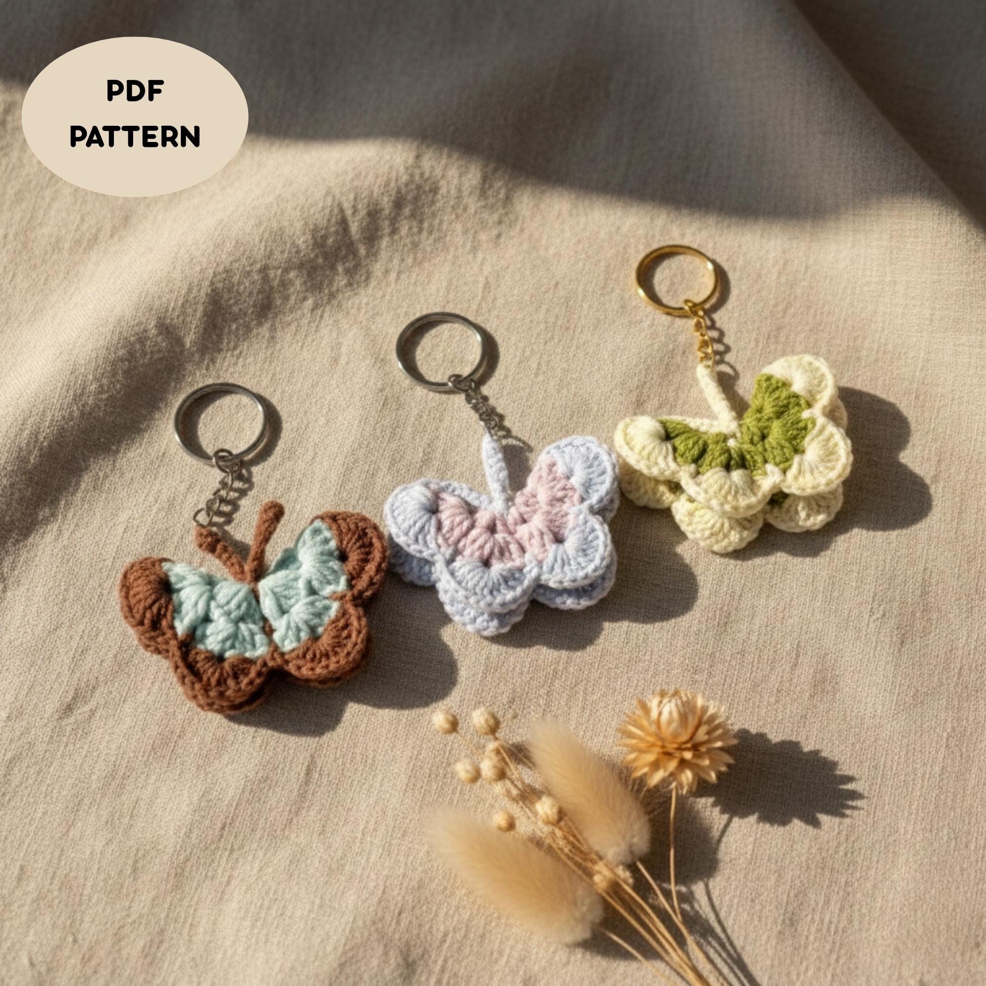 30 Tiny Amigurumi Patterns to Crochet, From Cats and Frogs to Mini Bundles 28 Crochet Butterfly Keychain Pattern: Wallet Keychain