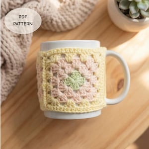 Crochet Granny Square Mug Cozy Pattern: Coffee Mug Warmer PDF Tutorial