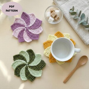 Spiral Crochet Coaster Pattern: Geometric Coffee Mug Rug PDF Tutorial
