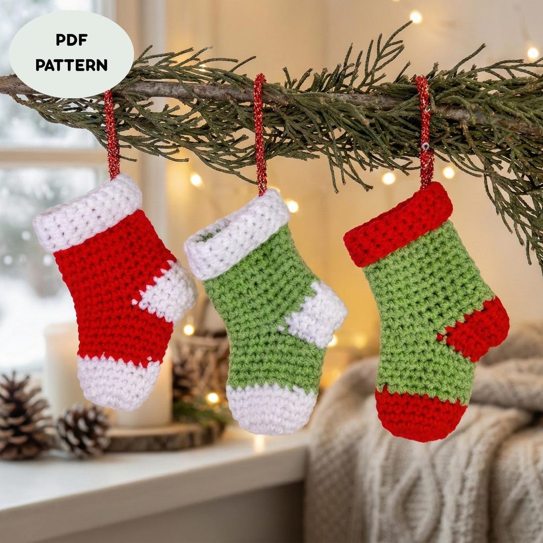 Mini Christmas Stocking Crochet Pattern: Mini Tree Ornaments (PDF ...