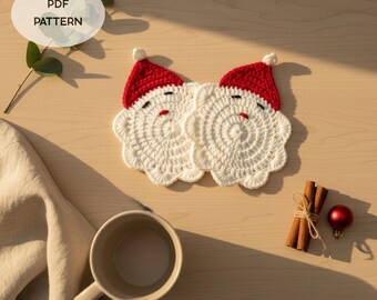 Untersetzer Weihnachtsmann Weihnachtsmann gehäkelt Anleitung: Winter Kaffeebecher PDF Anleitung