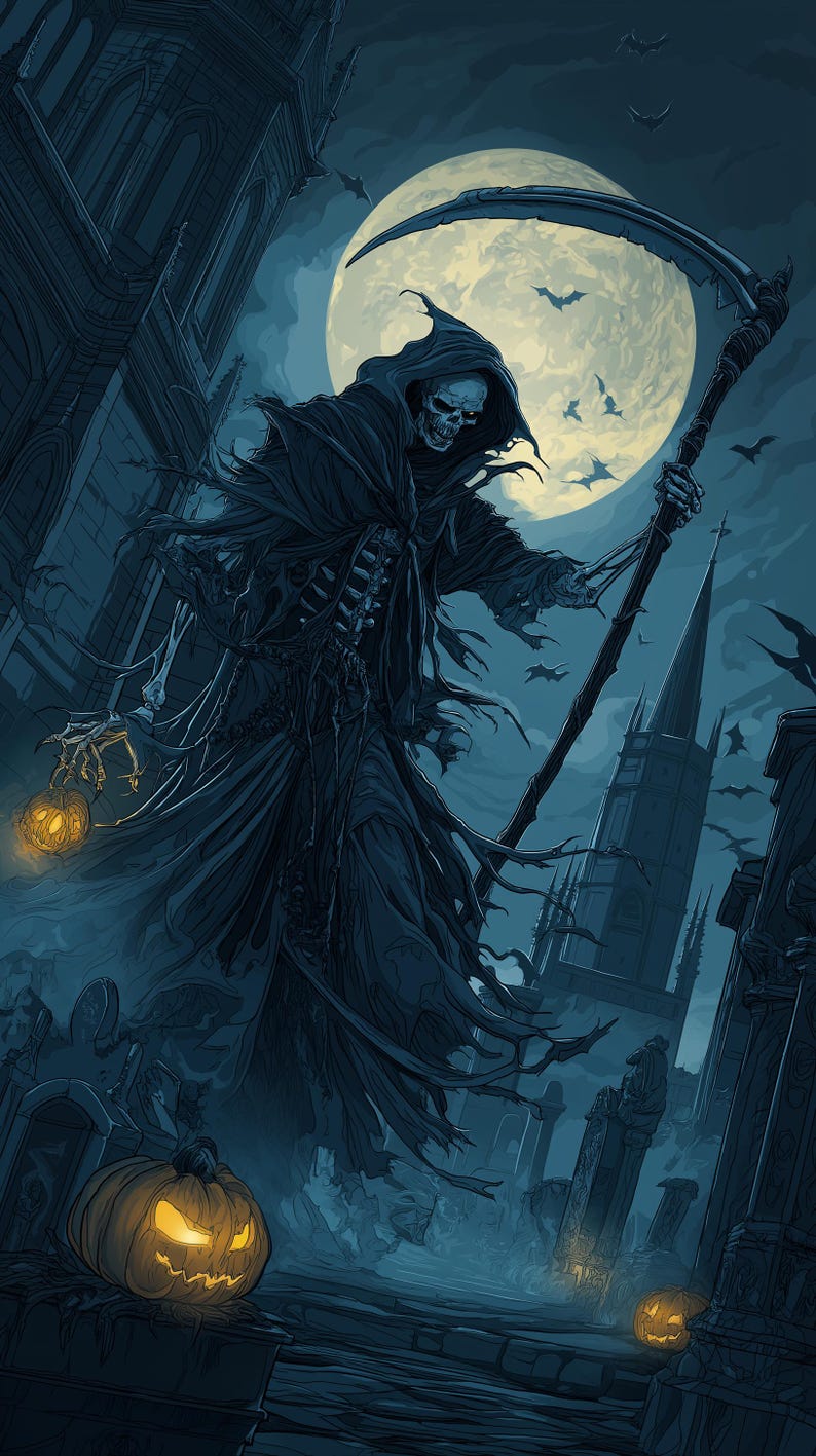 Grim Reaper Gothic Graveyard Mobile Wallpaper: 7 Dark Atmospheric 4K