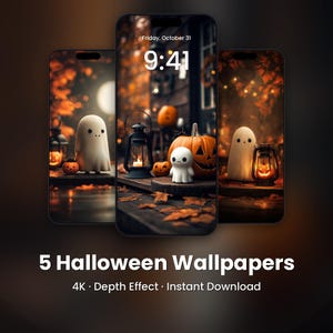 Halloween-spökbakgrund: 5 kusliga 4K-djupeffekter för mobilen (digital nedladdning)