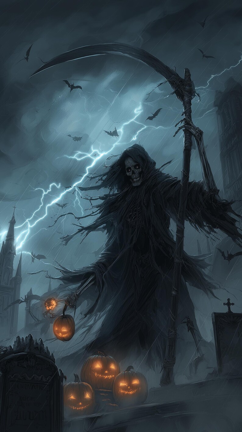 Grim Reaper Gothic Graveyard Mobile Wallpaper: 7 Dark Atmospheric 4K
