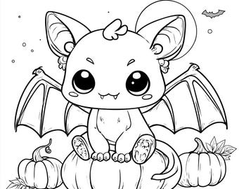 Halloween Coloring Book, Kids Spooky Characters (10 Printable Pages)