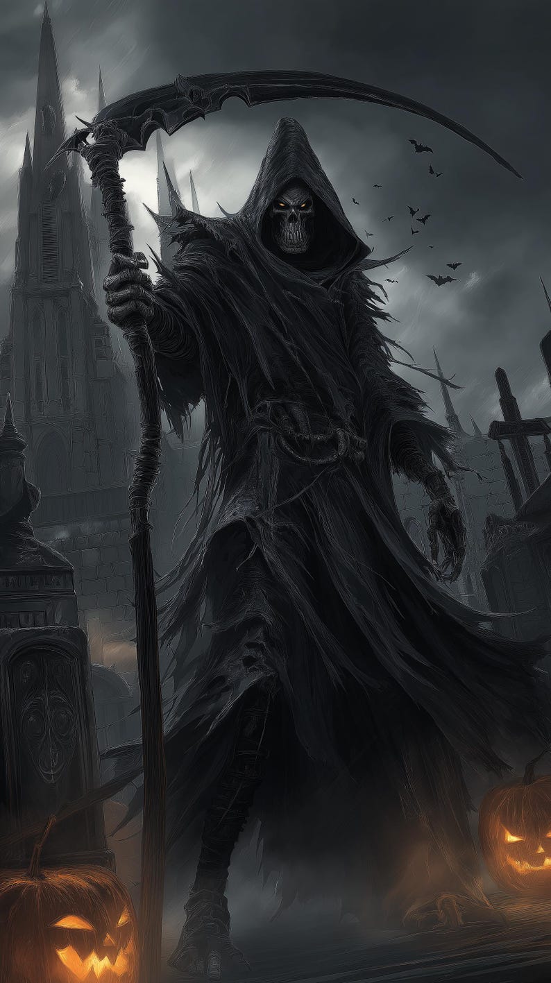 Grim Reaper Gothic Graveyard Mobile Wallpaper: 7 Dark Atmospheric 4K