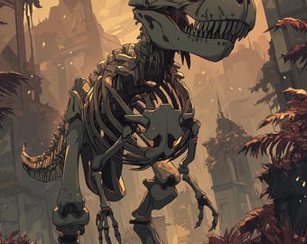 Dinosaur Skeleton Mobile: 8 Prehistoric 4K Depth Effect 3D Parallax Wallpapers (Digital Download)