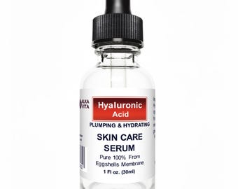 Sérum facial hidratante y voluminizador con ácido hialurónico derivado de cáscara de huevo, 28 g (1 oz).