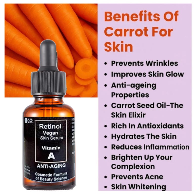 Retinol Gesichtsserum von Karotte Hautregeneration natürliche Zutaten 1 Unze Bild 4