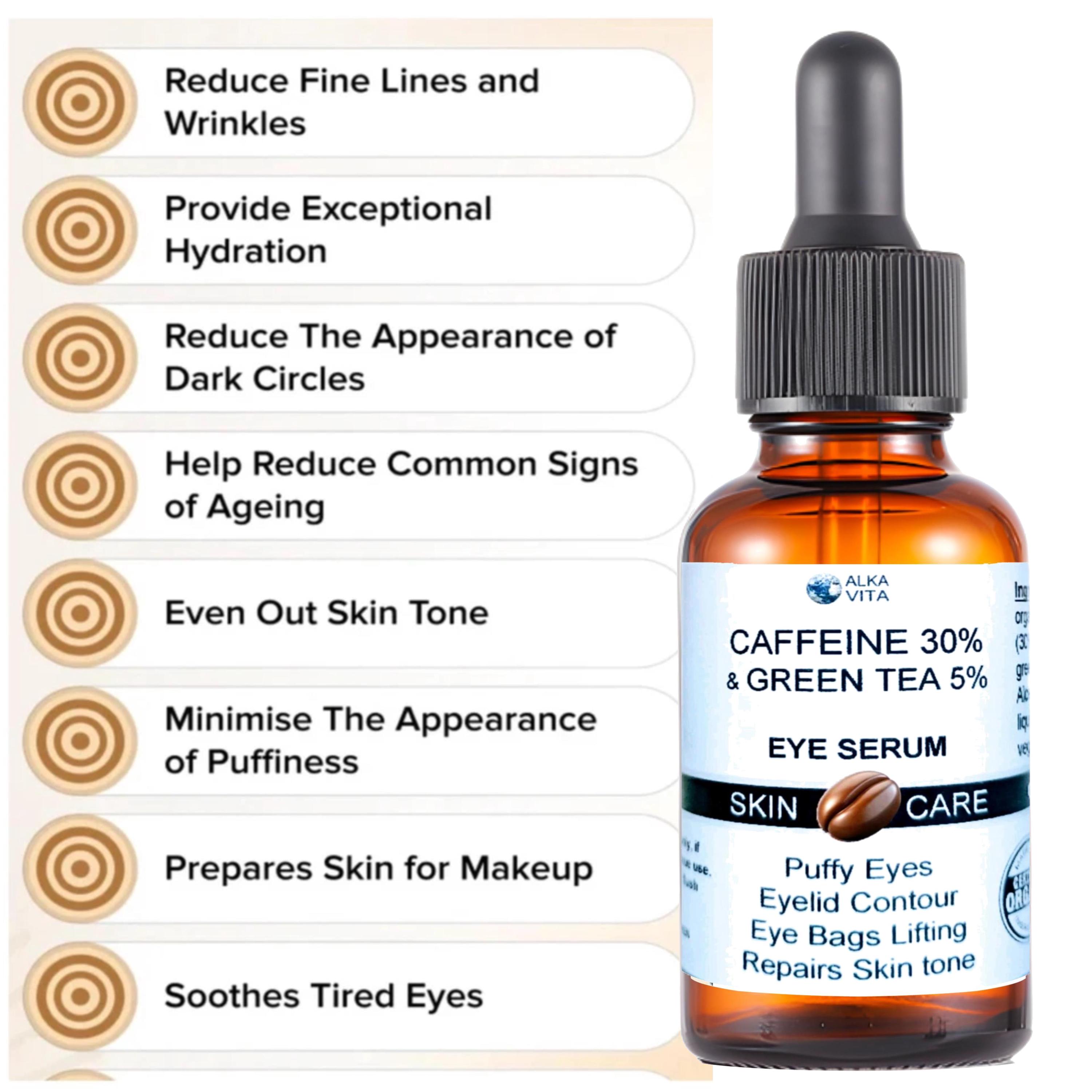 Caffeine & Green Tea Eye Serum for Puffy Eyes Bags under Eyes 1 oz