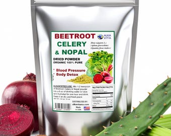 Beetroot Celery & Nopal Cactus Herbal Powder Pure Organic 1/2 lb