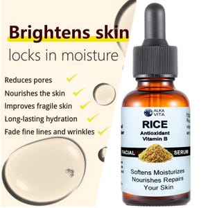 Rice Antioxidant Facial Serum Skin Softens Nourishes & Moisturizes 1 oz image 3