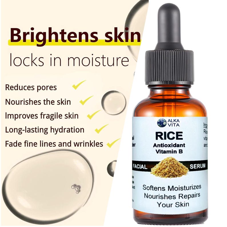 Rice Antioxidant Facial Serum Skin Softens Nourishes & Moisturizes 1 oz image 3