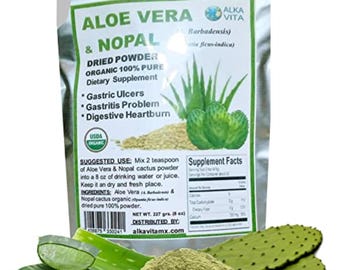 Aloe Vera & Nopal Cactus Dried Powder Pure Organic 1/2 lb