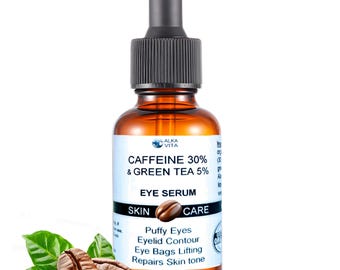 Caffeine & Green Tea Eye Serum for Puffy Eyes Bags under Eyes 1 oz