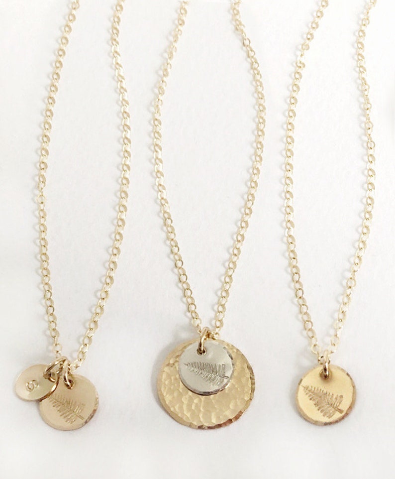 Initial Necklace Fern Jewelry Personalized Jewelry Meaningful Jewelry Symbol Jewelry Fern Necklace Botanical Personalized Disc Necklace