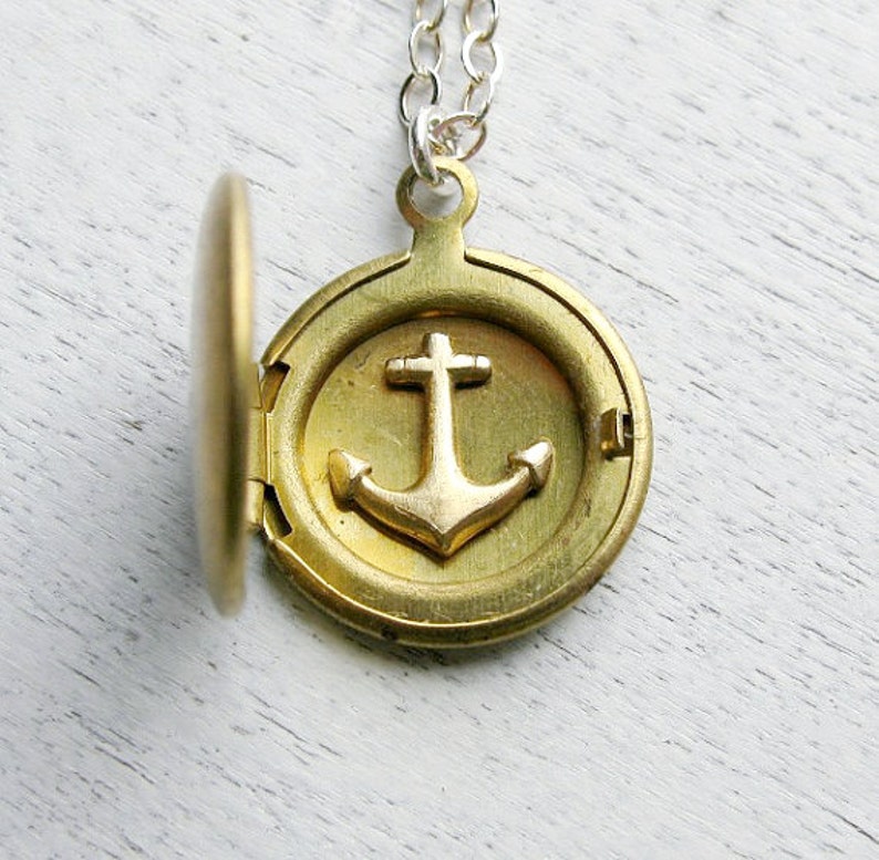 Anchor Necklace Locket Personalized Image 0