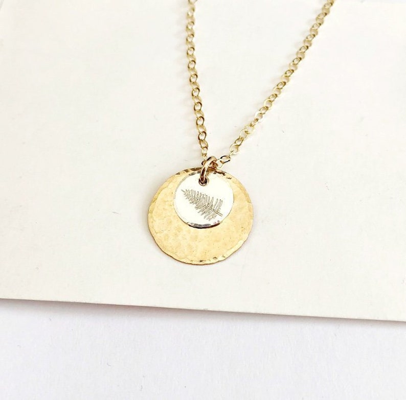 Initial Necklace Fern Jewelry Personalized Jewelry Meaningful Jewelry Symbol Jewelry Fern Necklace Botanical Personalized Disc Necklace