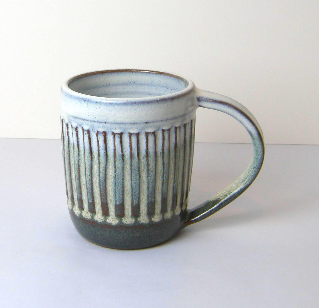 Handthrown Carved Stoneware Mug 12 Oz. and 10 Oz. - Etsy