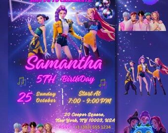 Editable KPOP Demon Hunters Birthday Invitation | Anime Party Template | Kpop Warrior Invite | Printable Birthday Card for Kids