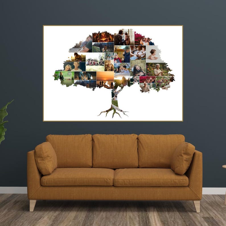 Family Tree Photo Collage Template | Editable Canva Family Tree Frame ...