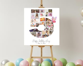 5th Birthday Photo Collage Template | Number Fifth Photo Collage | Editable Canva Milestone Sign | Custom Birthday Gift | Digital Download