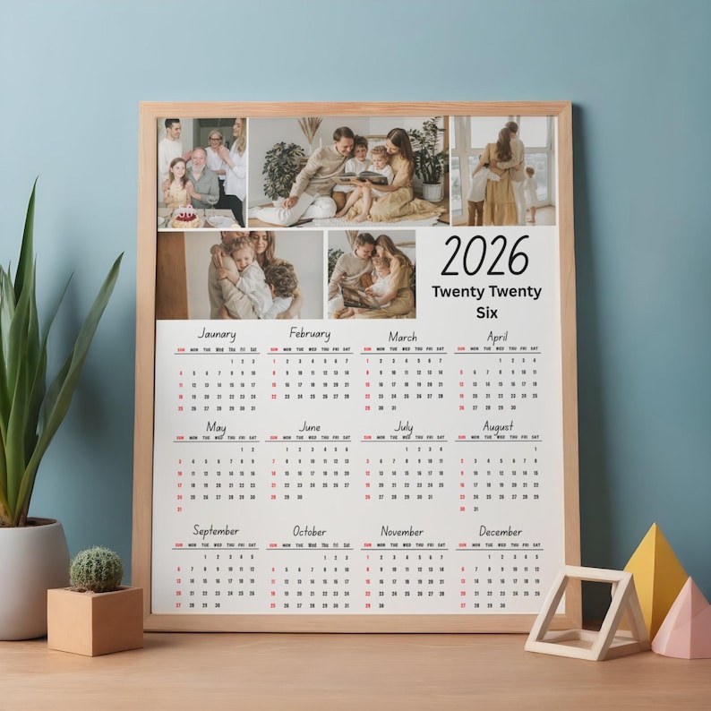 2026 Photo Calendar Template, Canva Editable Custom Calendar, Printable ...