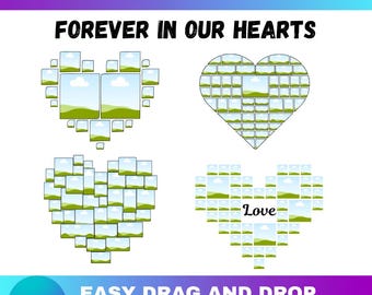 Heart Photo Collage Canva Template – Editable Love Frame, Romantic Couple Gift, Wedding & Anniversary Keepsake, Valentine Printable