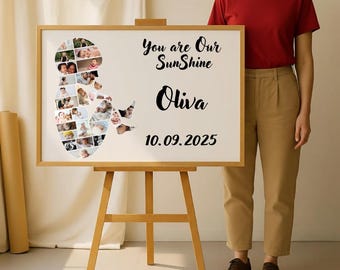 Newborn Baby Photo Collage Canva Template | Personalized Wall Art | Editable Baby Gift | Birth Announcement & Keepsake Digital Download