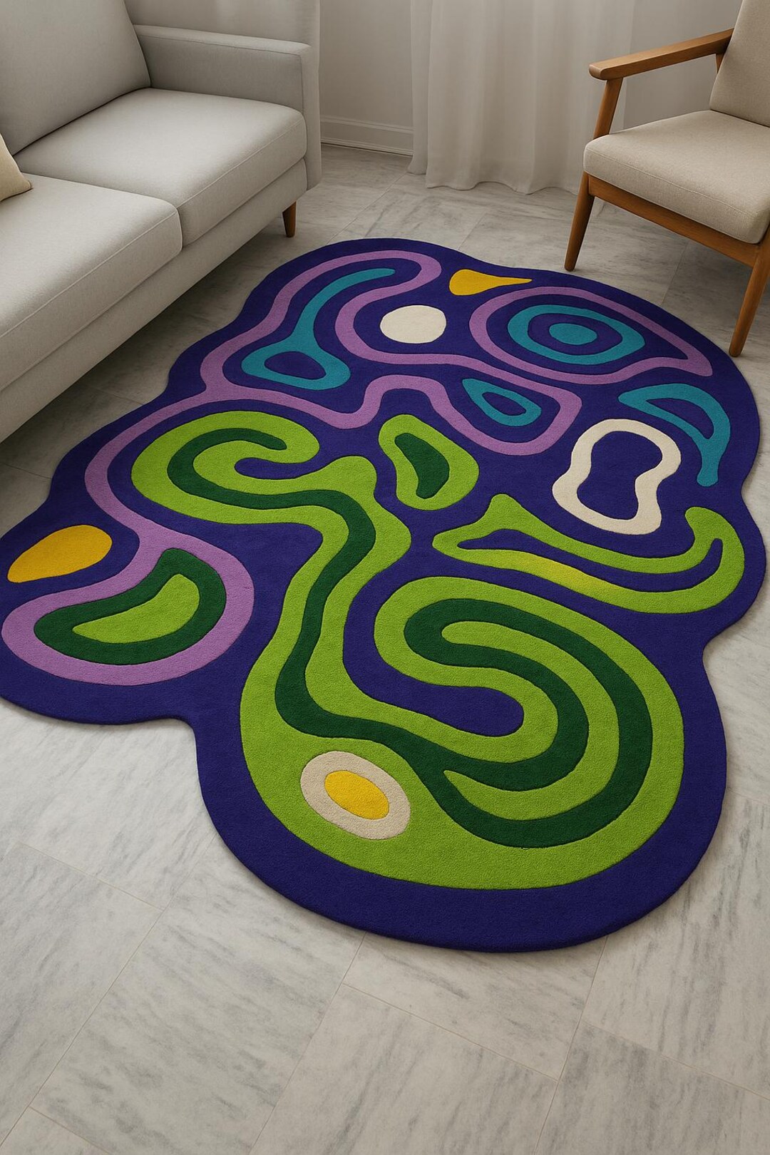 Hand Tufted Abstract Wool Rug – Large Colorful Modern Area Carpet ...