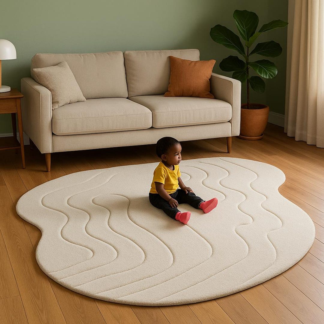 Wavy Organic Shape Rug | Abstract Squiggle Area Rug | Irregular Accent ...