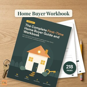 First Time Home Buyer Guide, Printable Home Buying Workbook, 64 Worksheets and Checklists, Mortgage Planner, Closing Cost Tracker PDF