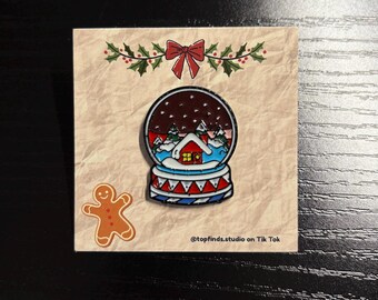 Pin de esmalte de bola de nieve navideña: insignia de solapa navideña