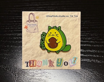 Pin esmaltado de gato con aguacate: Pin divertido para solapa de amante de la comida con aguacate