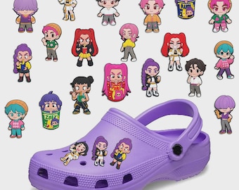 Juego de 19 dijes para zapatos / Accesorios de PVC para zapatos DIY / Decoraciones para pulseras y sandalias / Paquete de regalo para niños y adolescentes