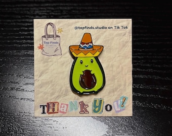 Pin de esmalte de aguacate Sombrero: Insignia divertida de aguacate y guacamole
