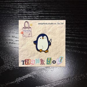 Penguin Knife Enamel Pin, Funny Penguin Pin Badge