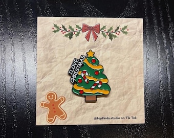 Pin esmaltado de árbol de Navidad, pin festivo para solapa