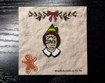 ¡Dios mío, Papá Noel! Pin de esmalte – Pin navideño para solapa