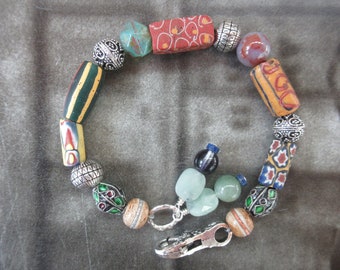 BOHO CHIC Old AFRICAN trade beads bracelet hippie fashion ethnic men's Harriet Love Jewelry urban tribal casual