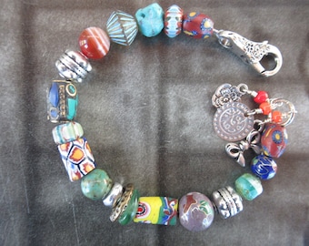 Boho Chic HippieTrade Beads Bracelet Harriet Love Jewelry chunky artsy mens colorful bracelet vintage ethnic style free ship usa