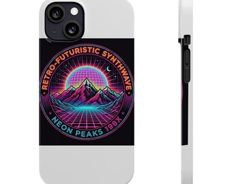 Synthwave Neon Peaks Phone Case - Retro Futuristic 1980s Grid Mountain Gift