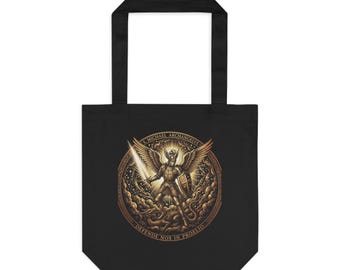 Archangel Michael Divine Warrior Canvas Tote - Celestial Divine Warrior Guardian