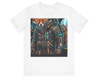 Neon Cyberpunk Fox T-Shirt - Techwear Cybernetic Gamer Occasion Gift