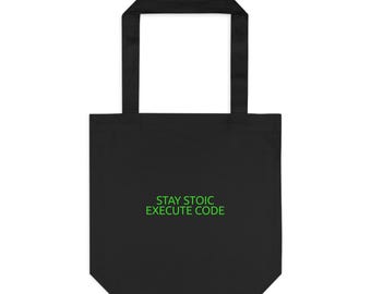 Stoic Cyber Hacker Canvas Tote - Future Tech Terminal Wear Tee