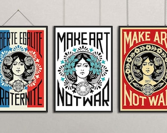 Affiche vintage Shepard Fairey Art Obey | Impression sur toile sans cadre | Décoration murale personnalisée | Idée cadeau d'anniversaire | Décoration d'intérieur