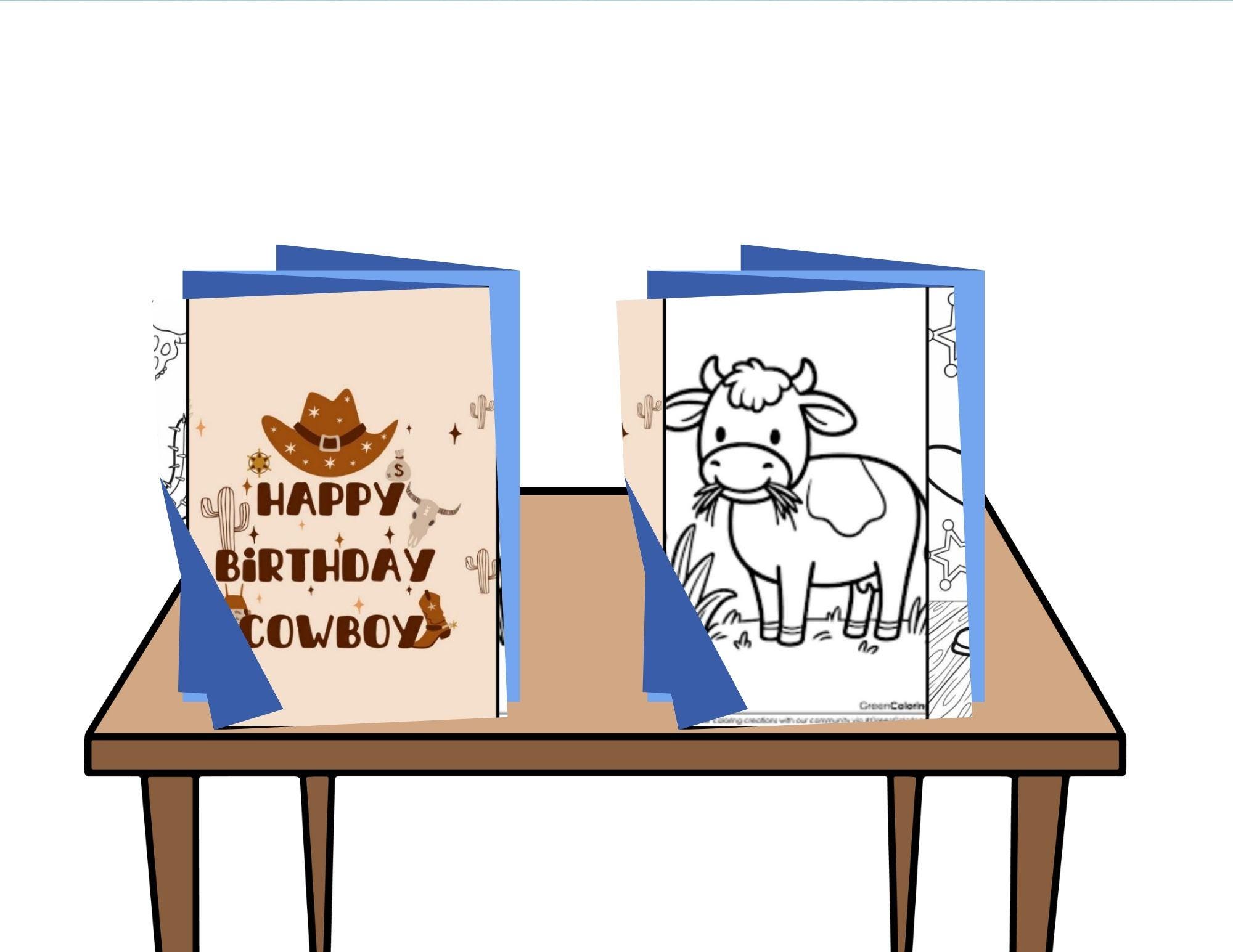 Cowboy Western Foldable Coloring Page Etsy
