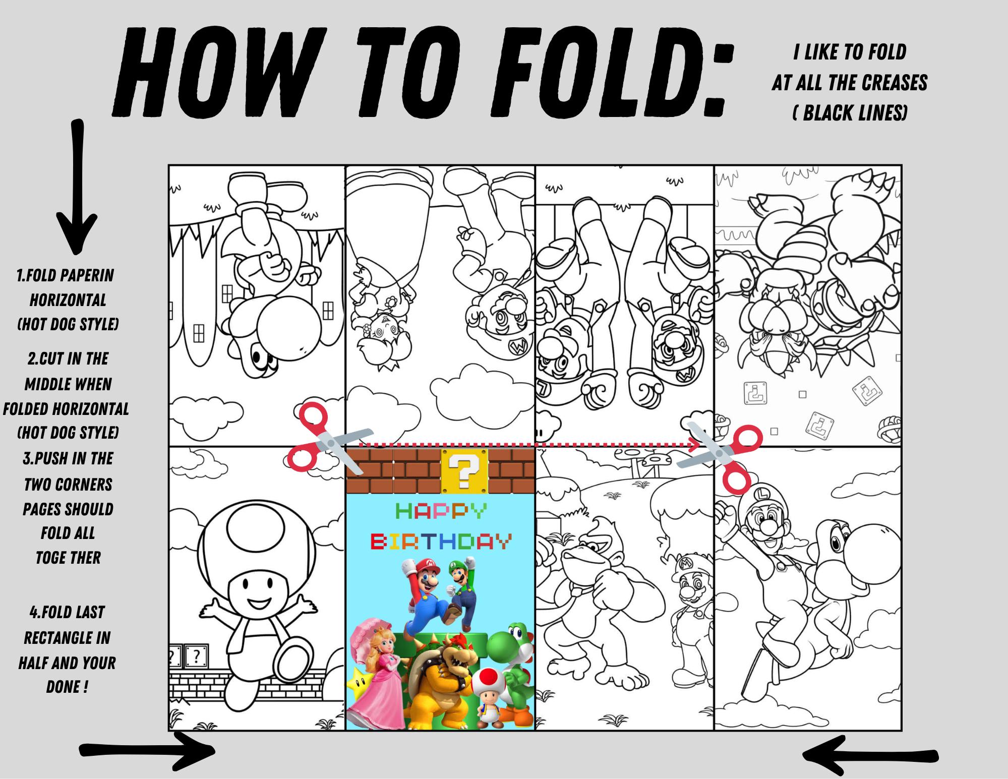 Mario MINI FOLDABLE Coloring Book - Etsy